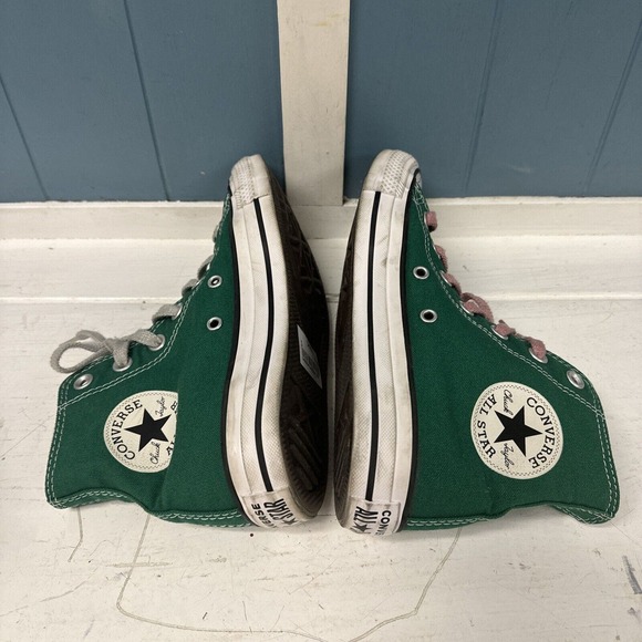 Converse All Star High Top Amazon Kelly Green Canvas Shoes Sz Mens 5 Women’s 7 - Picture 8 of 10